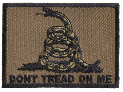 Don't Tread On Me Gadsden Flag Black Over Army Green Patch | US Military Veteran Patches