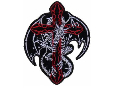 Dragon Skeleton Cross Patch Small | Embroidered Patches