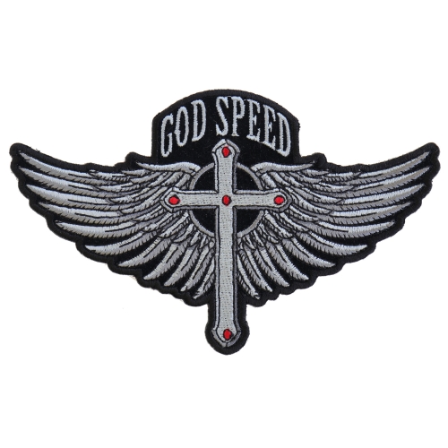 Embroidery Applique Patch Sew Iron Badge God Speed Cross Wings Iron On