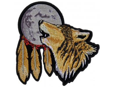 Howling Wolf With Moon 6 Inch Patch | Embroidered Patches