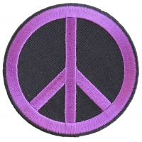 Peace Sign Patch Purple On Black