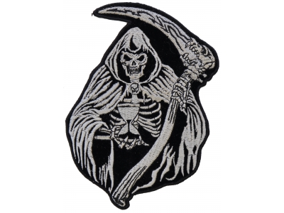 Reaper Skull Sand Clock Small Patch | Embroidered Biker Patches