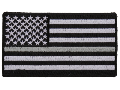 Thin Silver Line American Flag For Corrections | Embroidered Patches