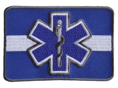 Thin White Line Blue Star Of Life Patch For EMS | Embroidered EMT Patches