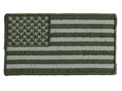 LOT of 2 AMERICAN FLAG EMBROIDERED PATCH iron-on USA GREEN SUBDUED UNITED STATES 