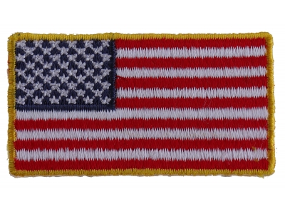 US Flag Patch Gold Border 2 Inch