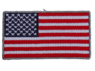 US Flag Patch Silver Border 2.5 Inch