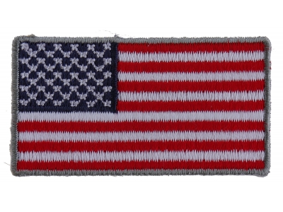 US Flag Patch Silver Border 2 Inch