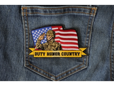 Duty Honor Country Soldier with US Flag Patch