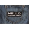 Hello I'm here to Break Your Balls Patch shown on jeans