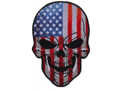 American Patriot USA Flag Skull Wings Embroidered Applique Big XL Back Patch 