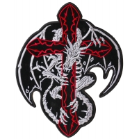 Dragon Skeleton Cross Patch Large | Embroidered Patches