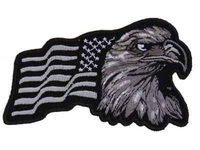 Silver Eagle US Flag Facing Right Patch | Embroidered Patches