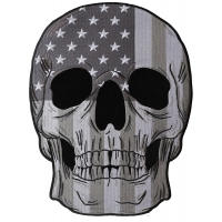 Gray USA Flag Skull Large Back Patch