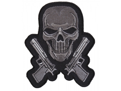 Guns And Skull Chrome Patch - Skull Patches