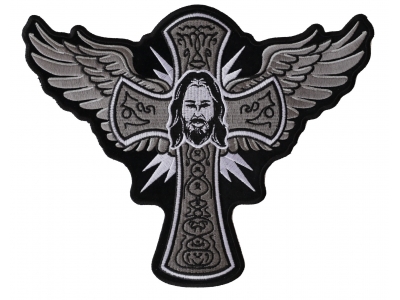 Jesus Wings and Cross Large Christian Back Patch