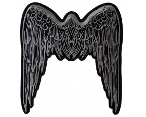 Large Angel Wings Patch Grey | Embroidered Patches