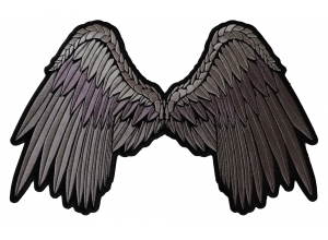 Large Beautiful Angel Wings Grey Patch | Embroidered Patches