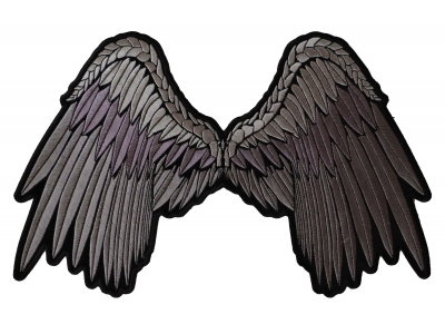 Large Beautiful Angel Wings Grey Patch | Embroidered Patches