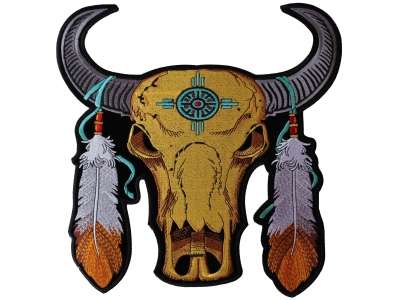 Large Buffalo And Feathers Back Patch | Embroidered Patchese
