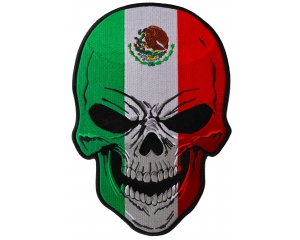 Mexican Flag Skull Large Back Patch