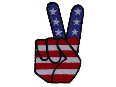 Peace Hand Sign with American Flag Patch
