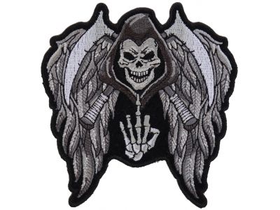 Reaper Skull Wings Middle Finger Patch Small