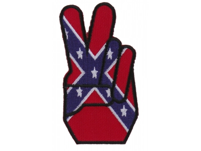 Rebel Flag Peace Fingers Patch | Embroidered Patches