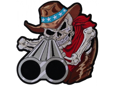 Shotgun Barrel Willy Skull Large Back Patch | Embroidered Patches