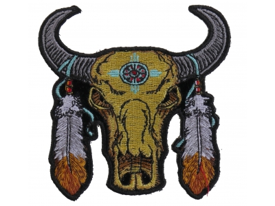 Small Buffalo Head Feathers Patch | Embroidered Patches