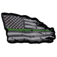 Thin Green Line American Tattered Flag Patch Thin Green Line American Tattered Flag Patch