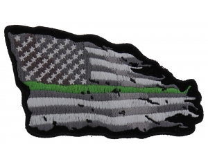 Thin Green Line American Tattered Flag Patch