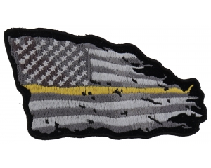 Thin Yellow Line American Tattered Flag Patch
