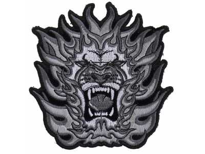 Tribal Lion Flames Large Iron On Patch 4/" Black White FAST USA SHIPPING