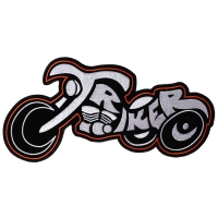 Triker Large Back Patch In White Black Triker Large Back Patch In White Black | Embroidered Biker Patches
