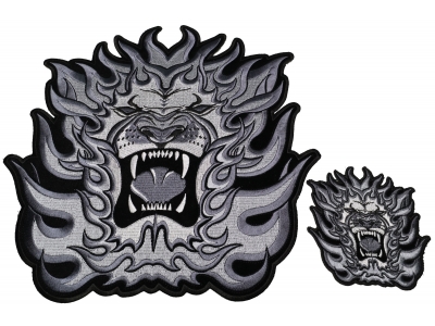 Angry Lion Embroidered Patch Set Small And Large