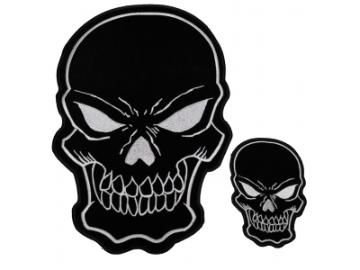 Black White Skull Patches Small And Large Patch Set