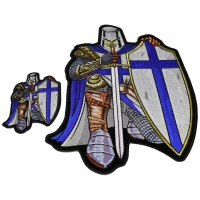 Blue Crusader Knight Patch Set Small And Large Back Patch