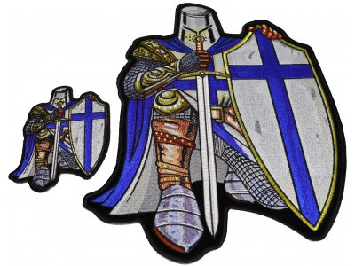 Blue Crusader Knight Patch Set Small And Large Back Patch