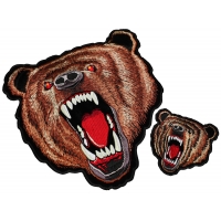 Brown Bear White Teeth Two Piece Patch Set