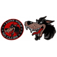 Cartoon Wolf Patch Set For Bikers Lone Wolf No Clubs