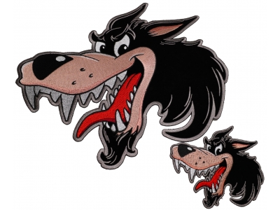 Cartoon Wolf Patch Small And Large Set