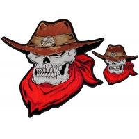 Cowboy Skull Patch Two Piece Set Brown Hat Red Scarf