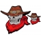 Cowboy Skull Patch Two Piece Set Brown Hat Red Scarf