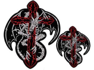 Dragon Skeleton And Cross Patch Set Small And Large