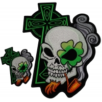 Irish Skulls With Green Cross Small And Large Patch Set