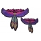 Lady Rider 2 Piece Front and Back Patch Set With Pink and Purple Wings and Feathers