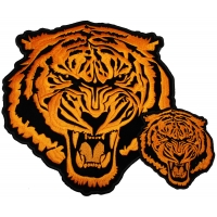 Large Orange Tiger Embroidered Patch Set Small And Large