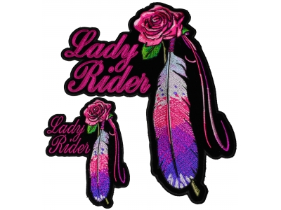 Feather Rose Lady Rider Patch, Large Ladies Back Patches for Jackets