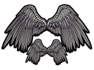 Pretty Gray Angel Wings Small And Large Patch